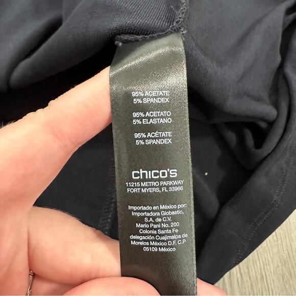 Chicos Travelers Rosemary Wrap 3/4 Sleeve Surplice Gathered Inset Dress Size 3P - Picture 8 of 8